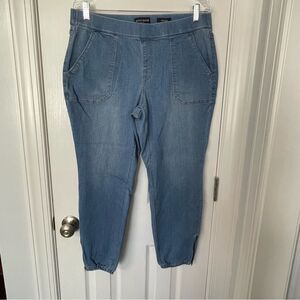 Susan Graver Jeans Denim Jogger Pants Elastic Waist size 34” Casual Comfy